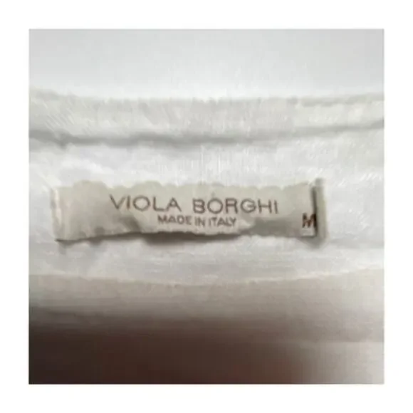 Women Viola Borghi Linen Blouse Medium White Made in Italy - Picture 5 of 12